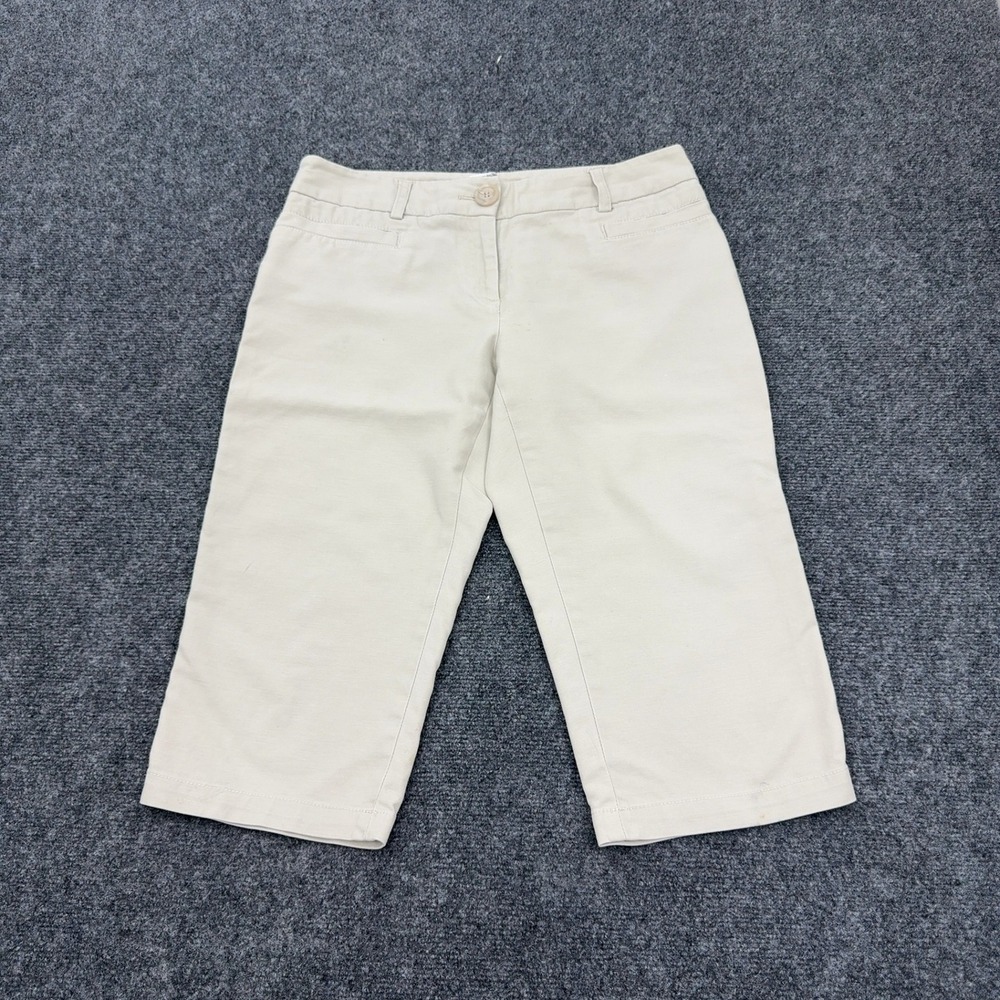 Dalia Collection Capri Pants Womens 8P Tan Cotton Spandex Casual Classic Style